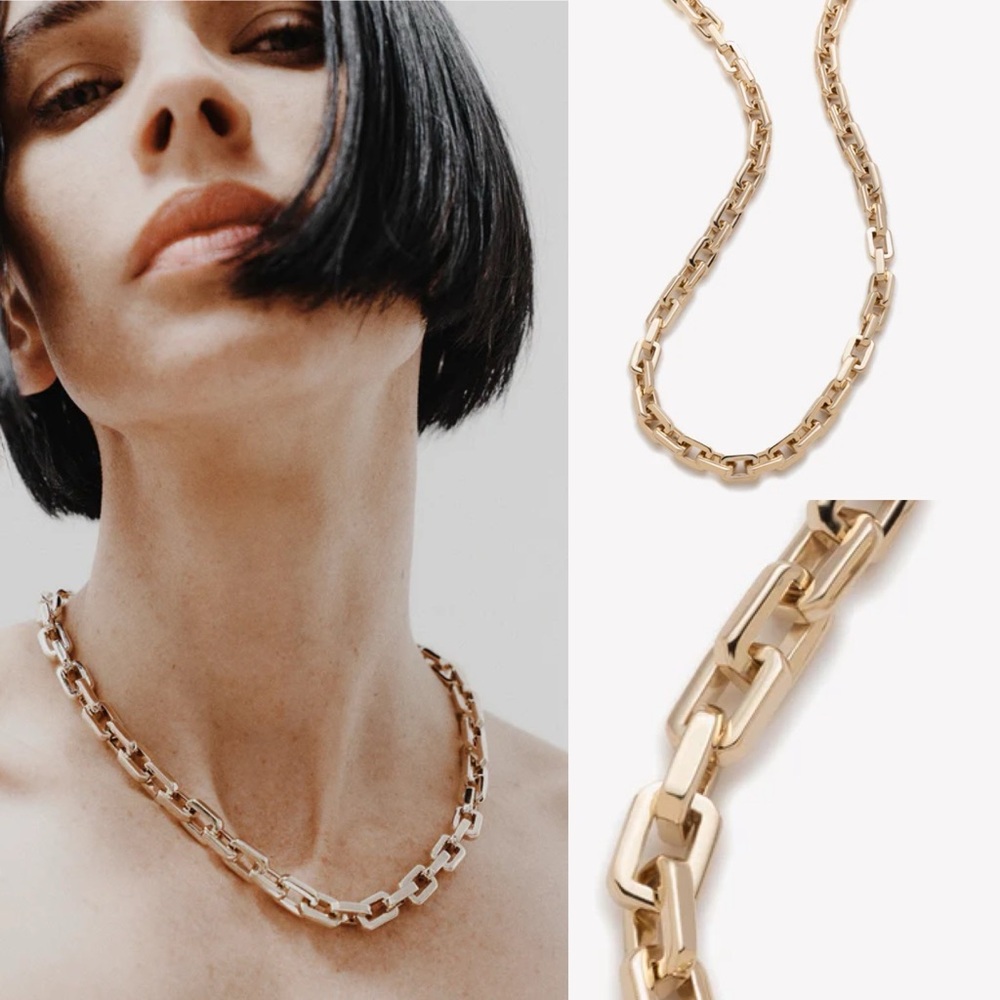 Eddie Borgo Gold Tone Supra Chain Link Necklace 17” New